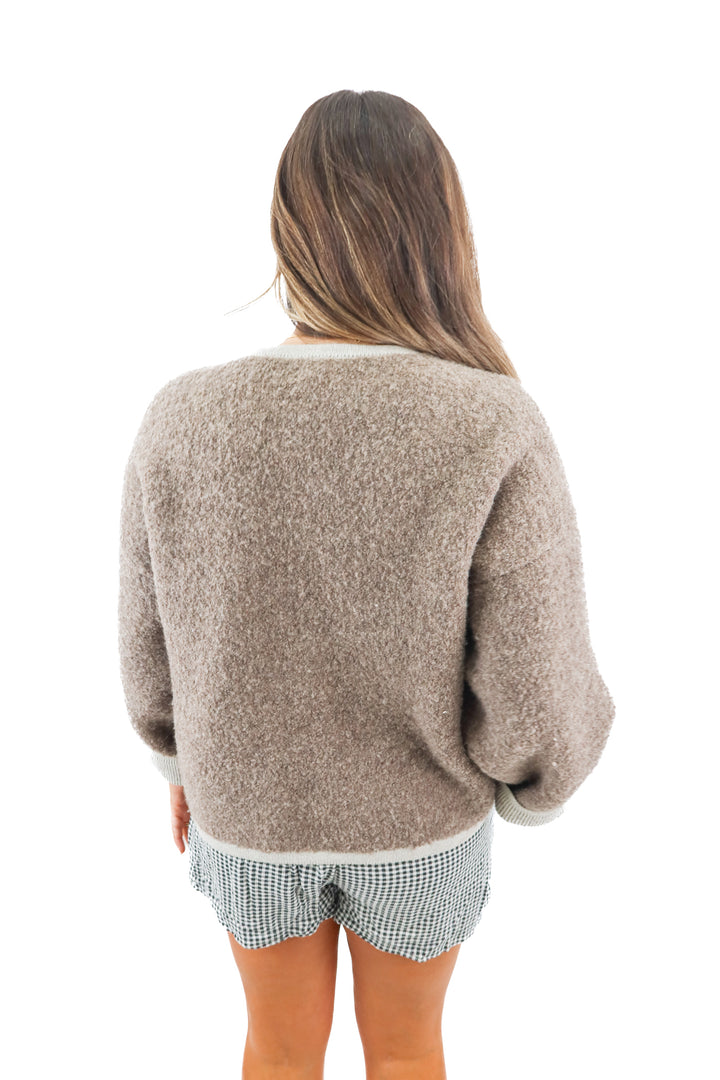lounge taupe alpacha cardigan (m; retail $155)