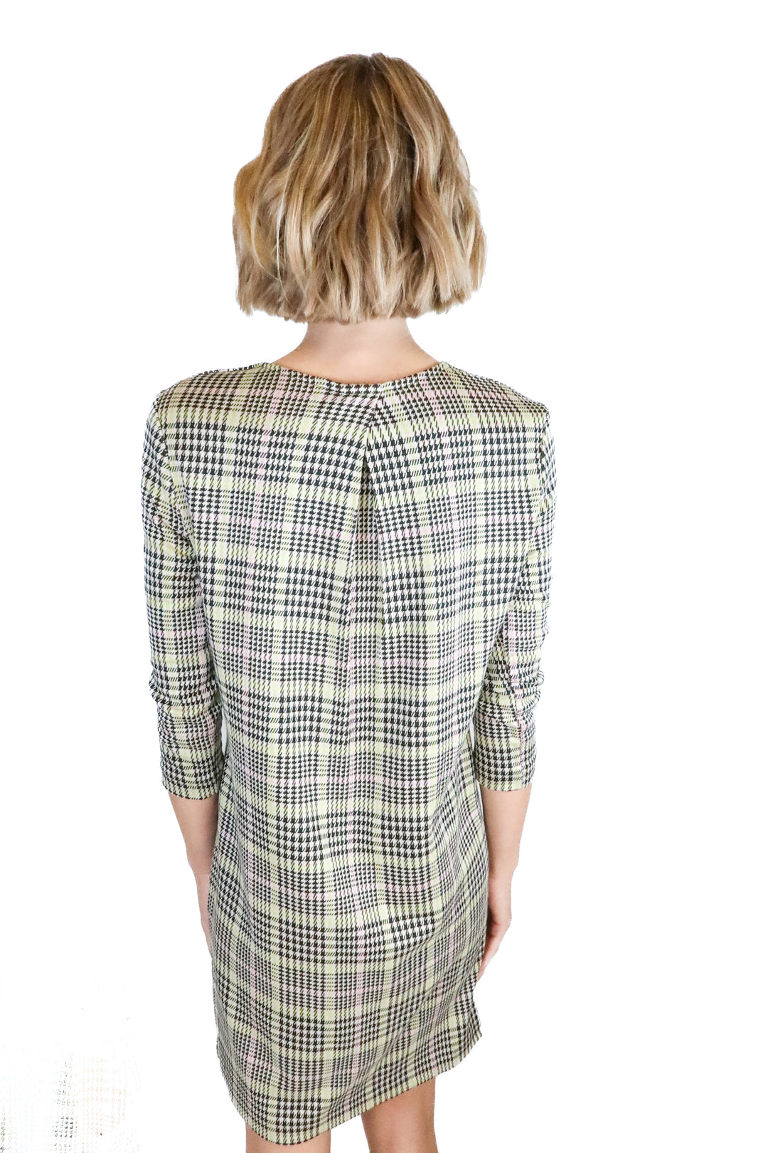 Trina Turk Pink and Green Houndstooth Dress NWT (XS; retail $228)