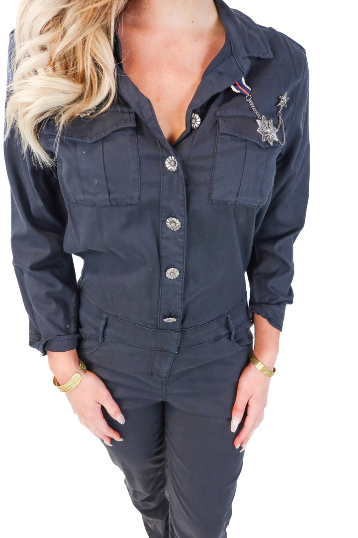 The kooples jeans black jumpsuit NWT (s; retails for $325)
