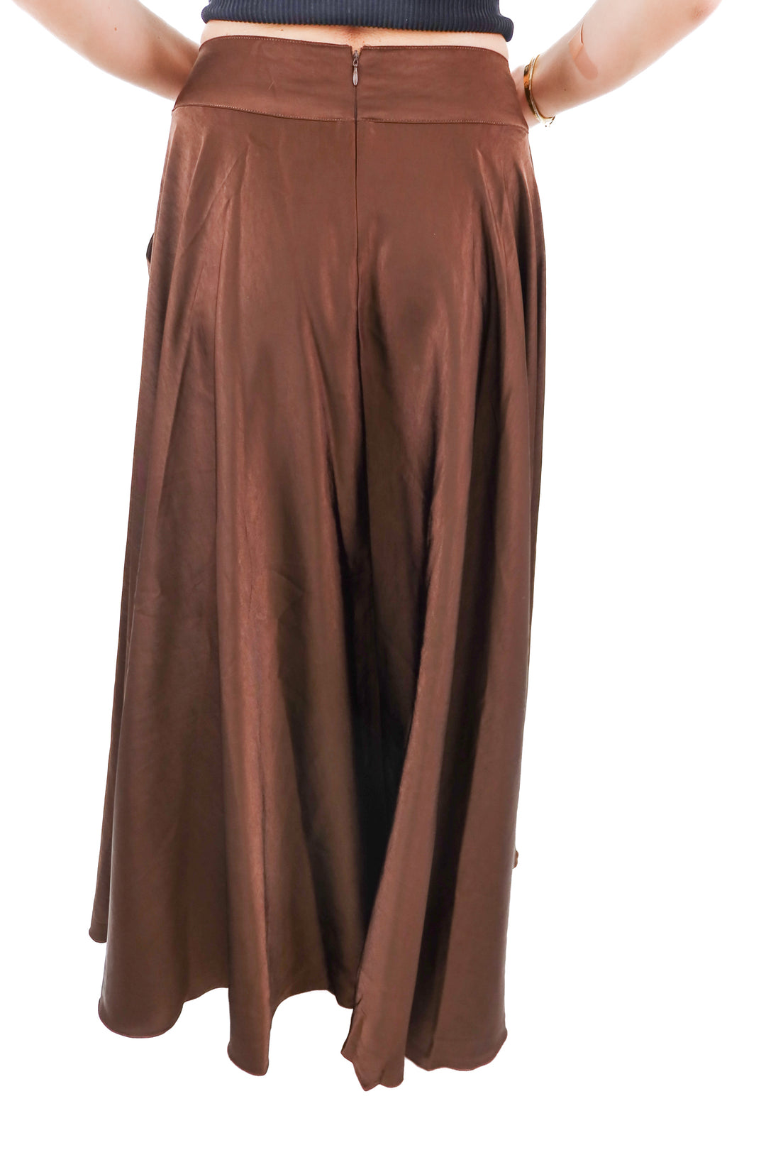 free people brown silk skirt NWT (6; retail $128)