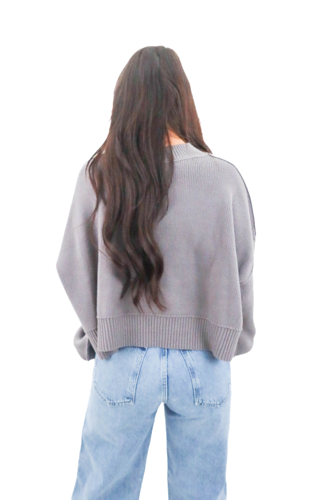 free people grey ribbed sweater (s; retail $148)