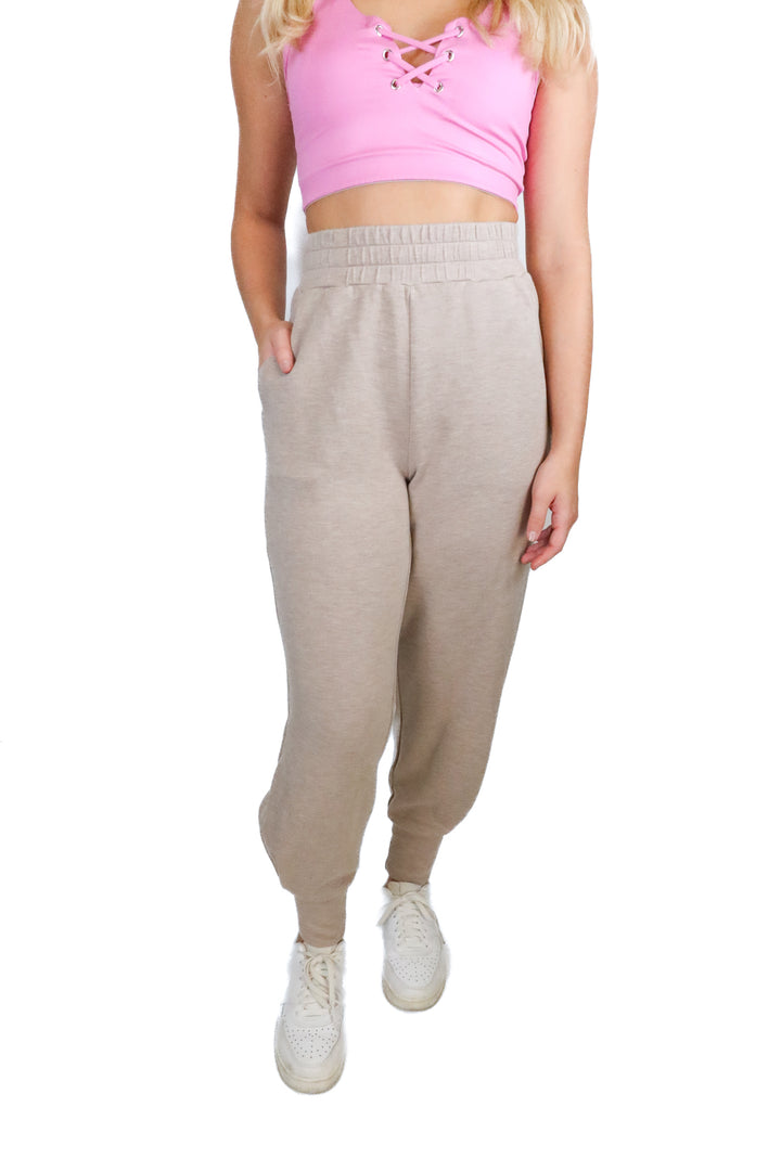 Varley Beige Heather Joggers (XS; retail $120)