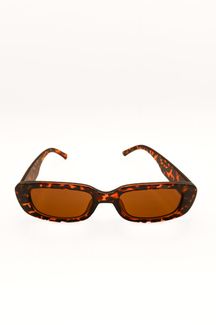 Brown tortoise rectangular sunglasses