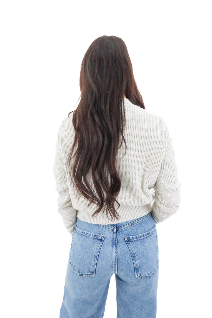 buck mason white knit sweater (s; $248)