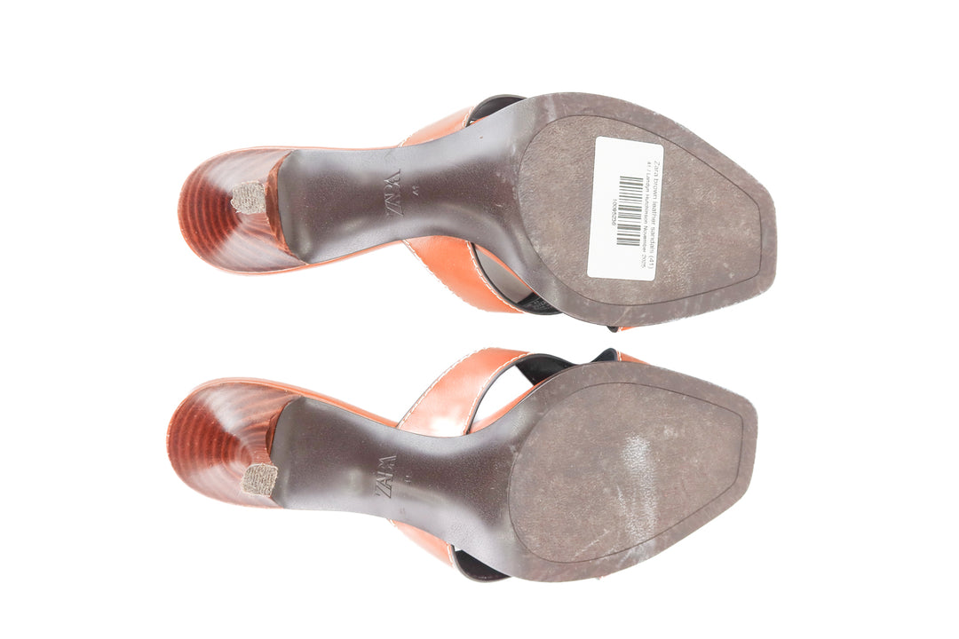 Zara brown leather sandals (41)