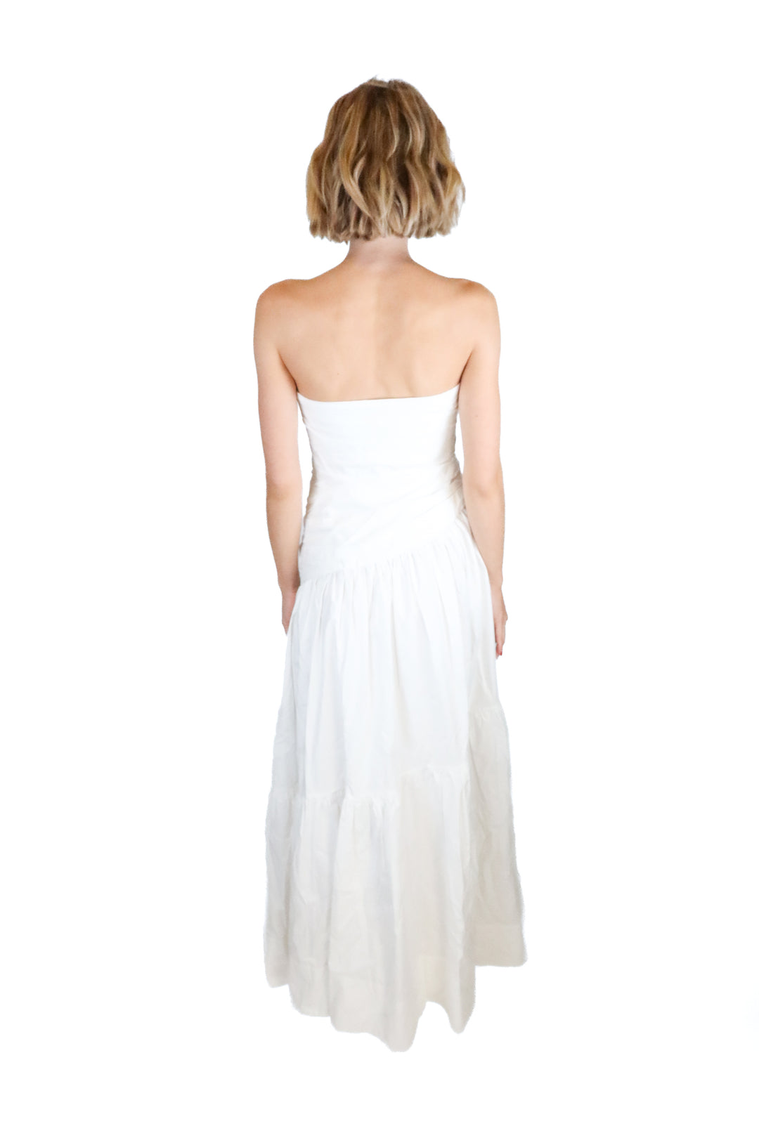Shonajoy white ruched maxi dress (2; retail $320)