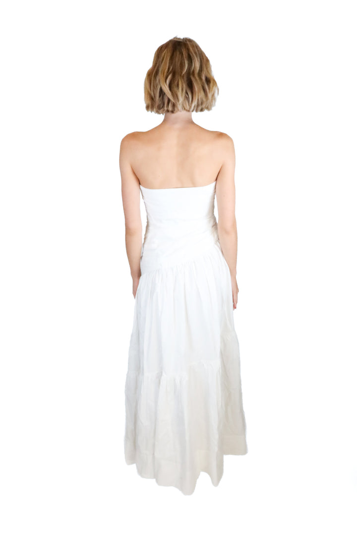Shonajoy white ruched maxi dress (2; retail $320)