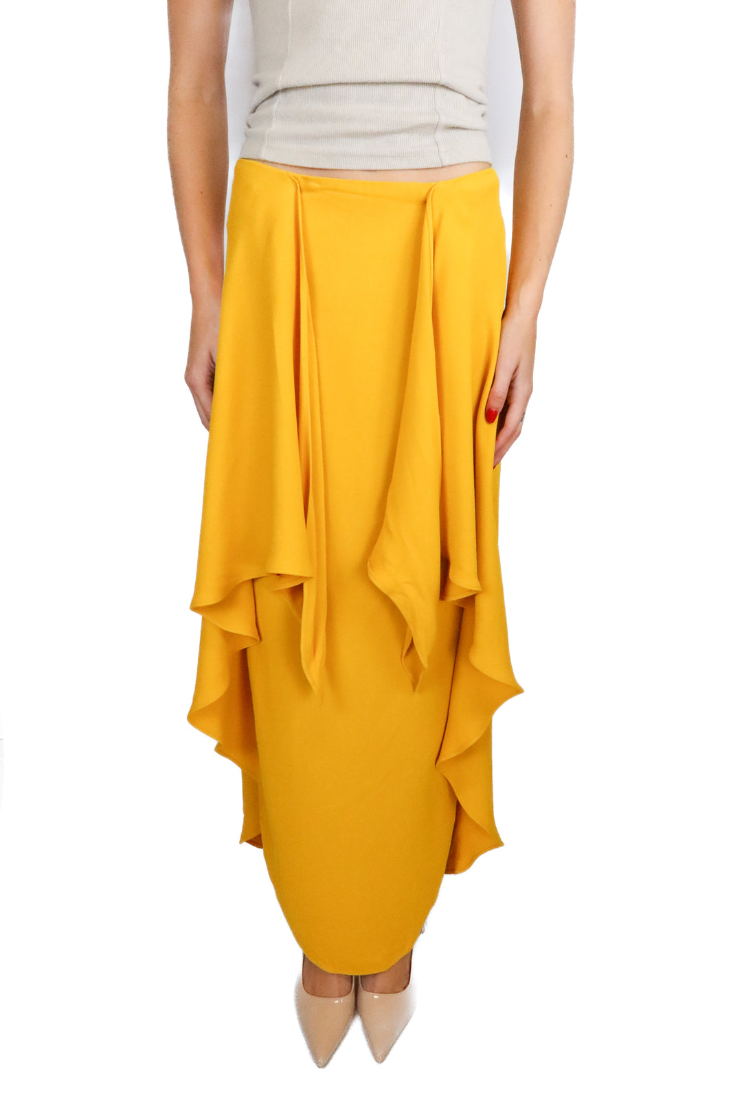Shona Joy Marigold Midi Skirt (2; retail $260)