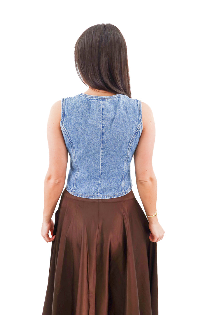 abercrombie & fitch denim tie vest (s)