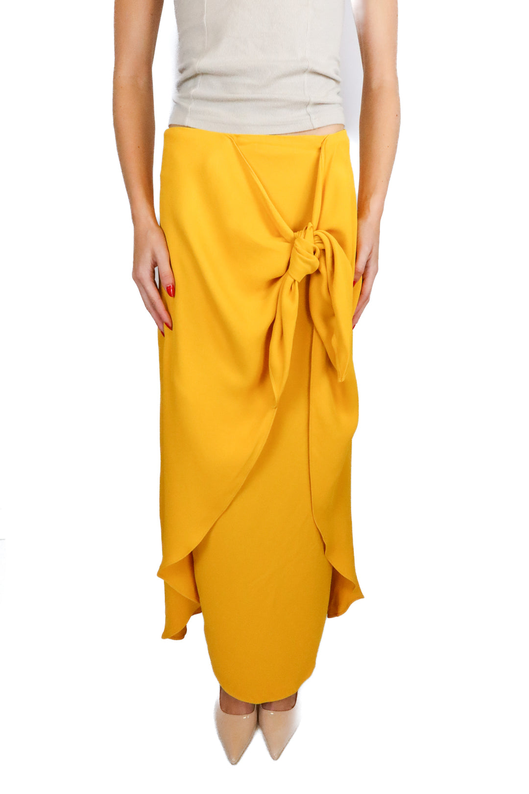 Shona Joy Marigold Midi Skirt (2; retail $260)