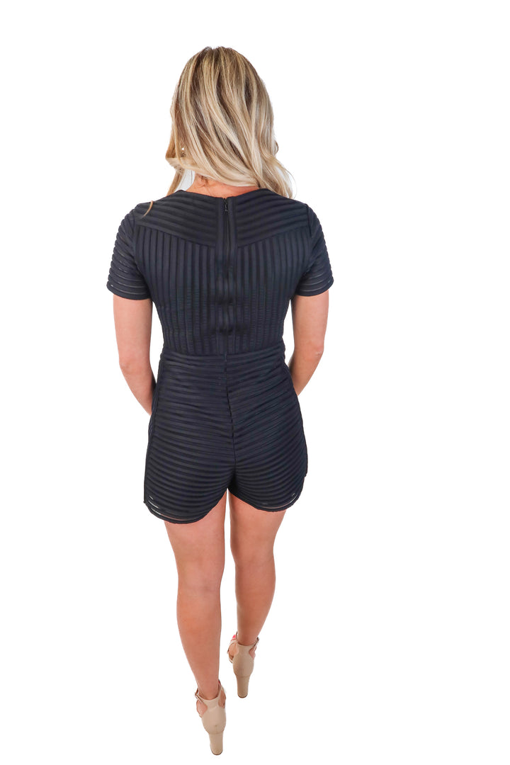 Maje black short sleeve ribbed romper (38)