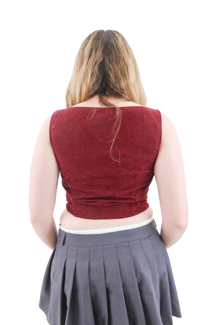 vici maroon corduroy vest (l; retail $54)