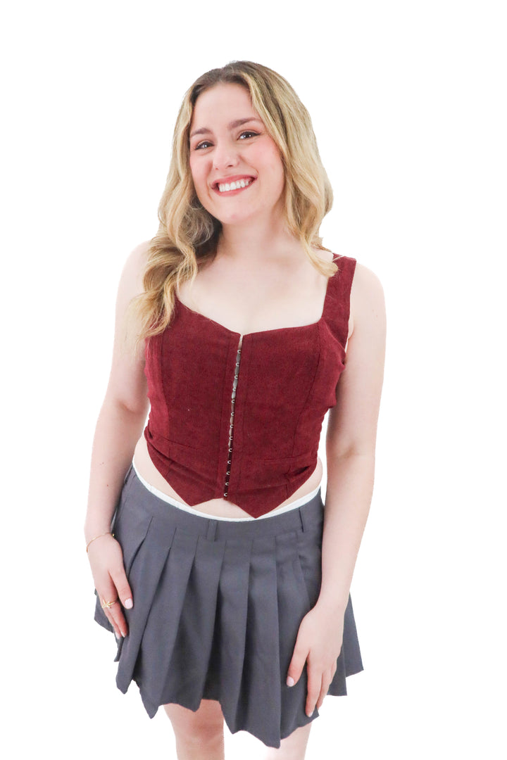 vici maroon corduroy vest (l; retail $54)