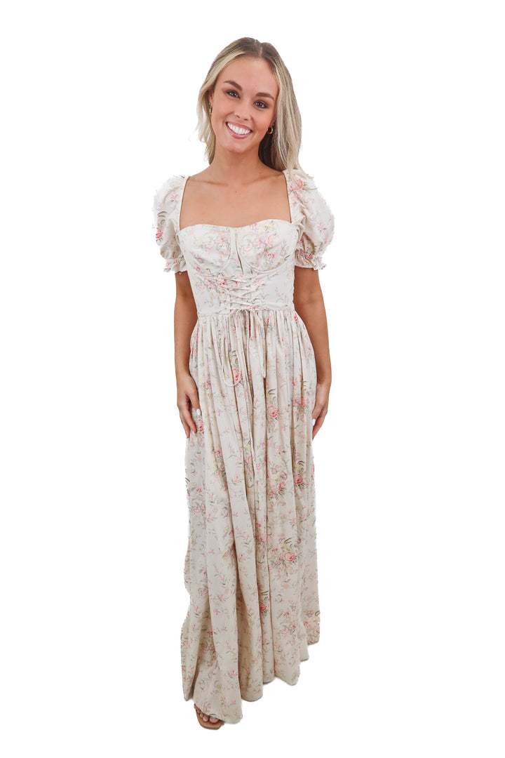 selkie pink floral corset gown (m*; retail $260)