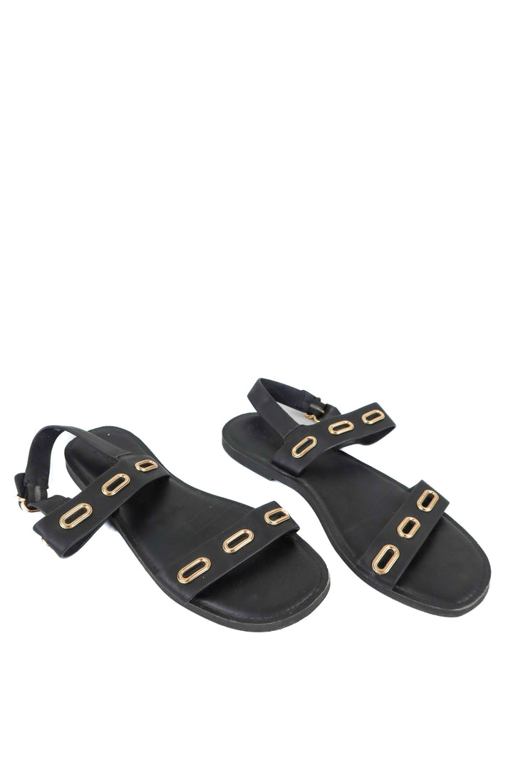 Splendid black and gold sandals (10)