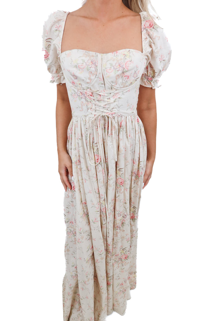 selkie pink floral corset gown (m*; retail $260)