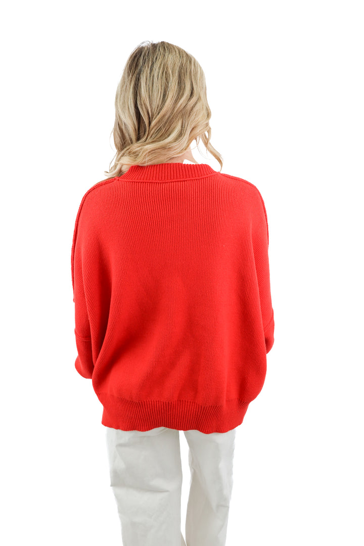 Vici red mock neck sweater (S; retail $58)