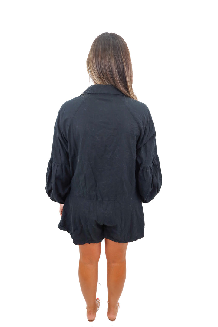 Petal + Pup black romper (M)