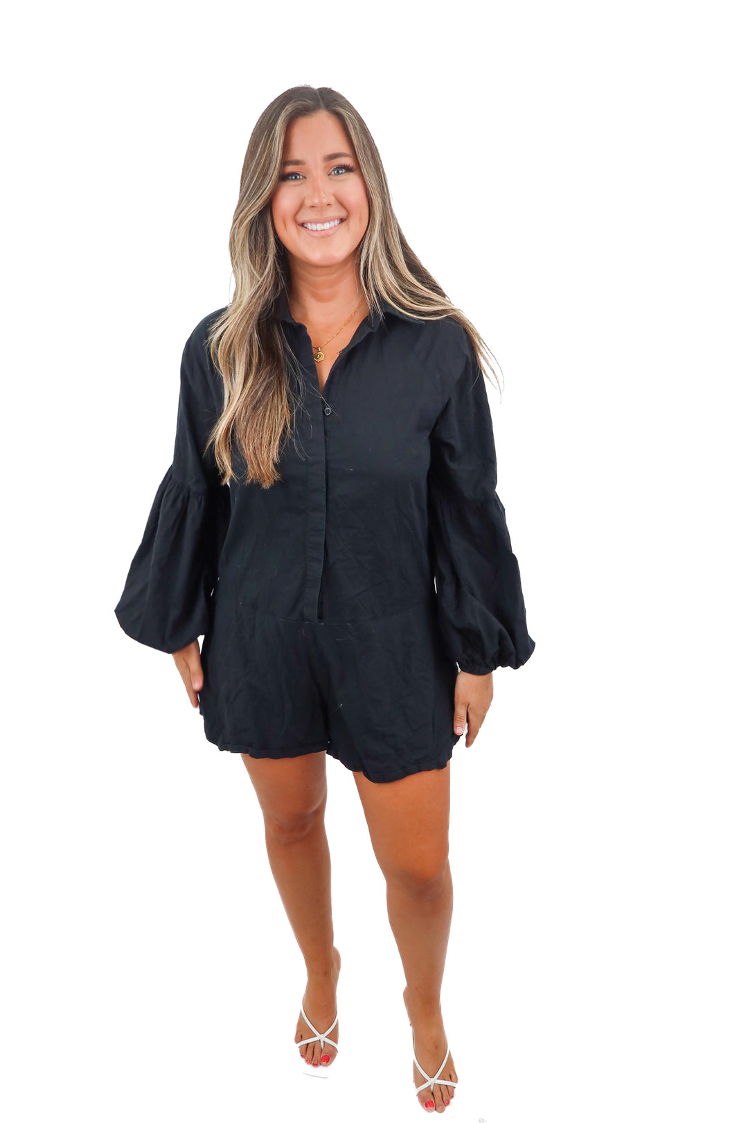 Petal + Pup black romper (M)
