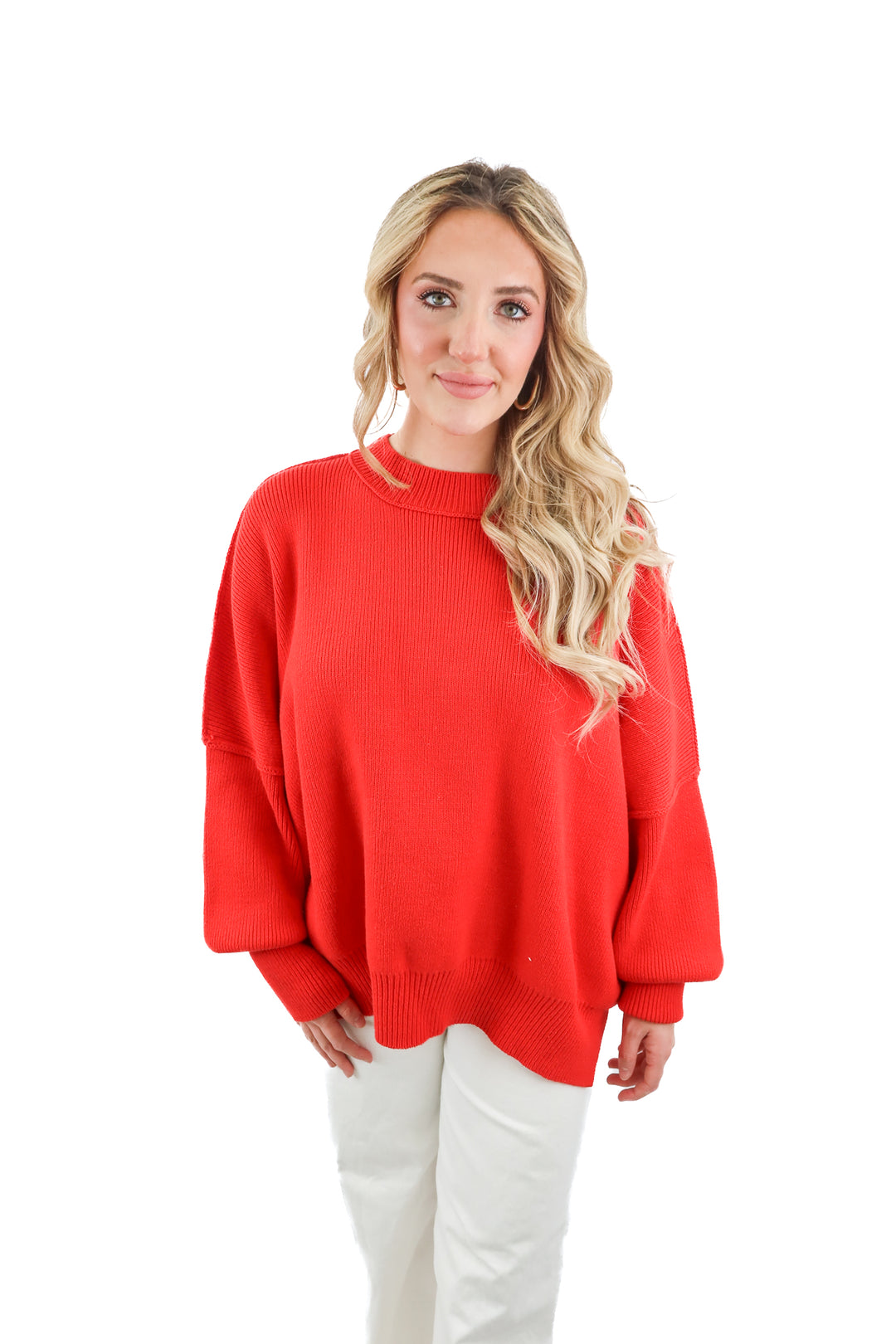 Vici red mock neck sweater (S; retail $58)