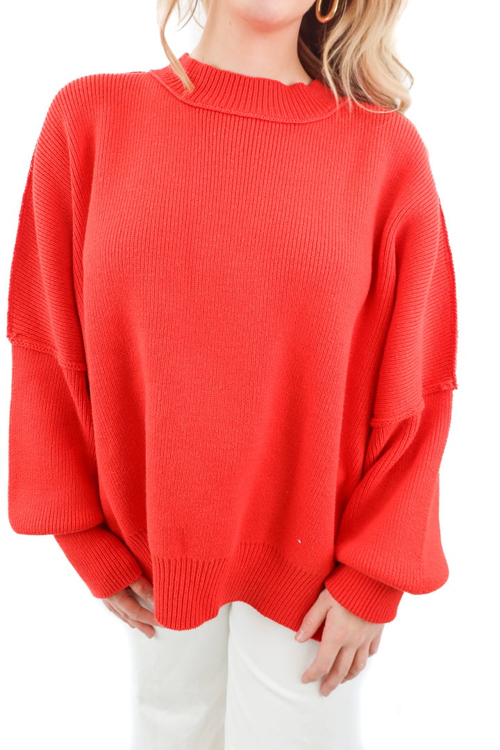 Vici red mock neck sweater (S; retail $58)