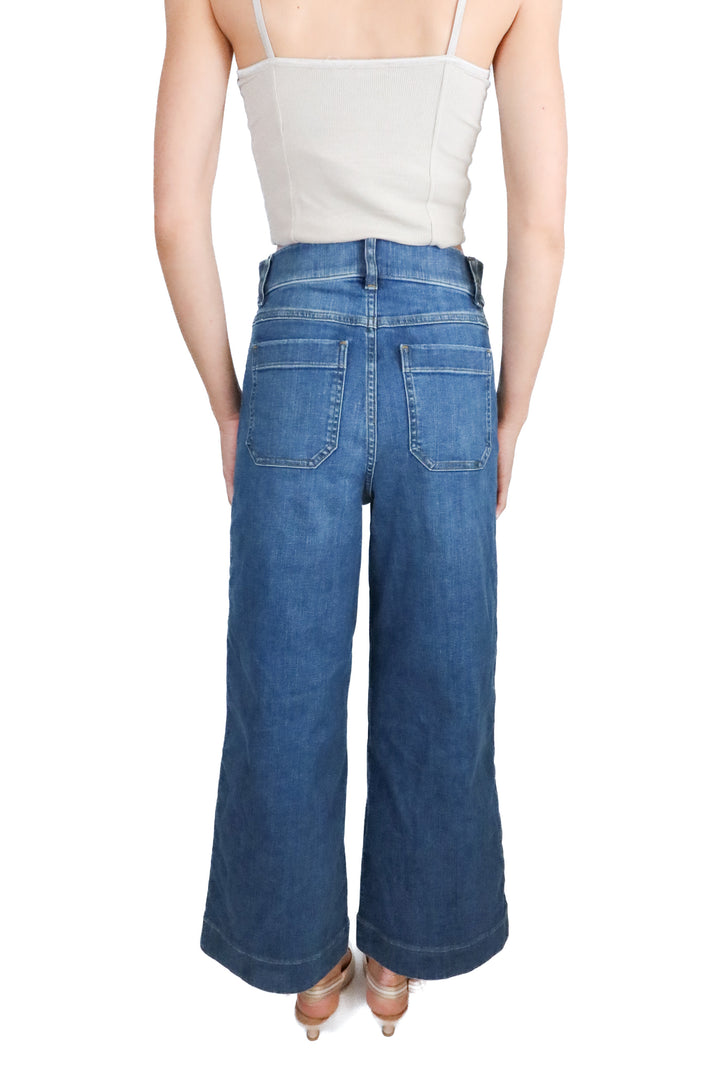 Spanx Med Wash Cropped Wide Leg Jeans NWT (XS; retail $148)