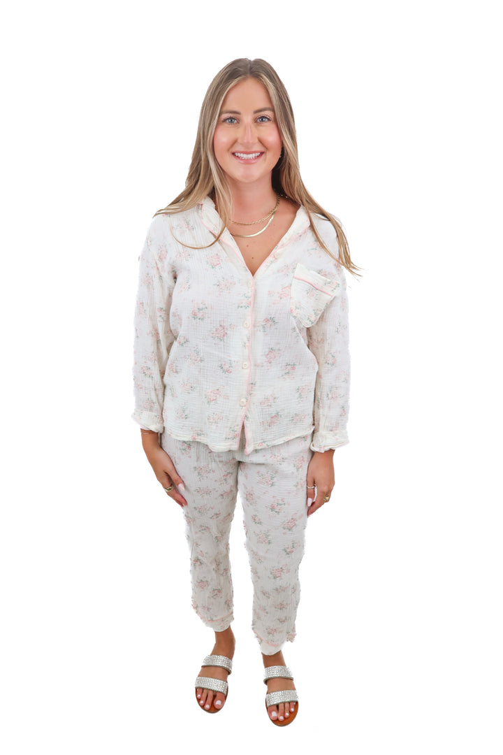 pink dainty floral pj set (xl)