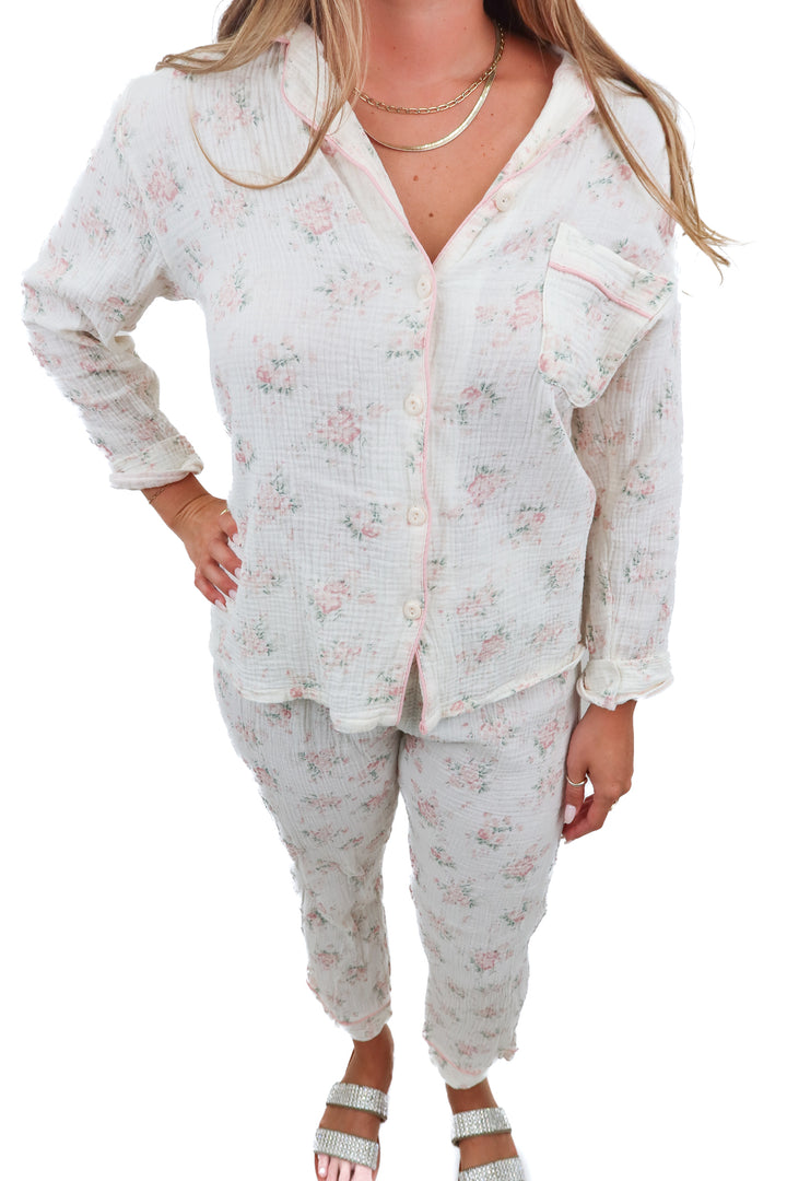 pink dainty floral pj set (xl)