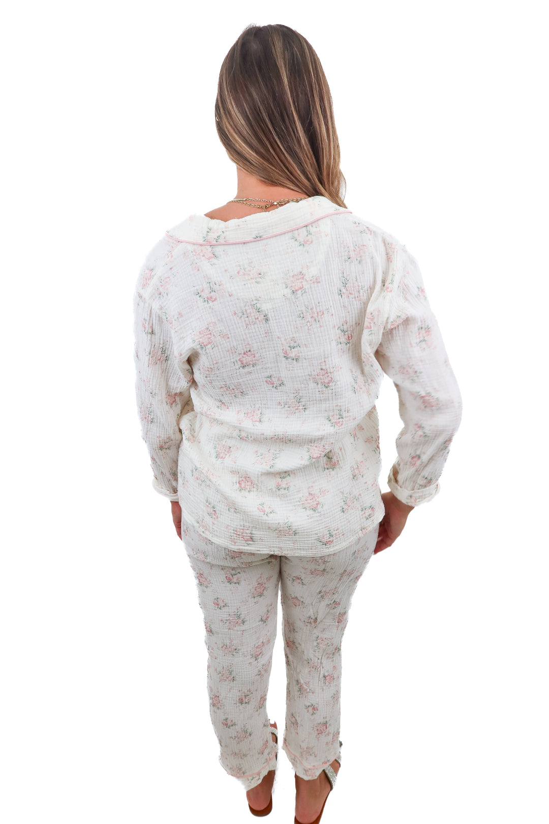 pink dainty floral pj set (xl)