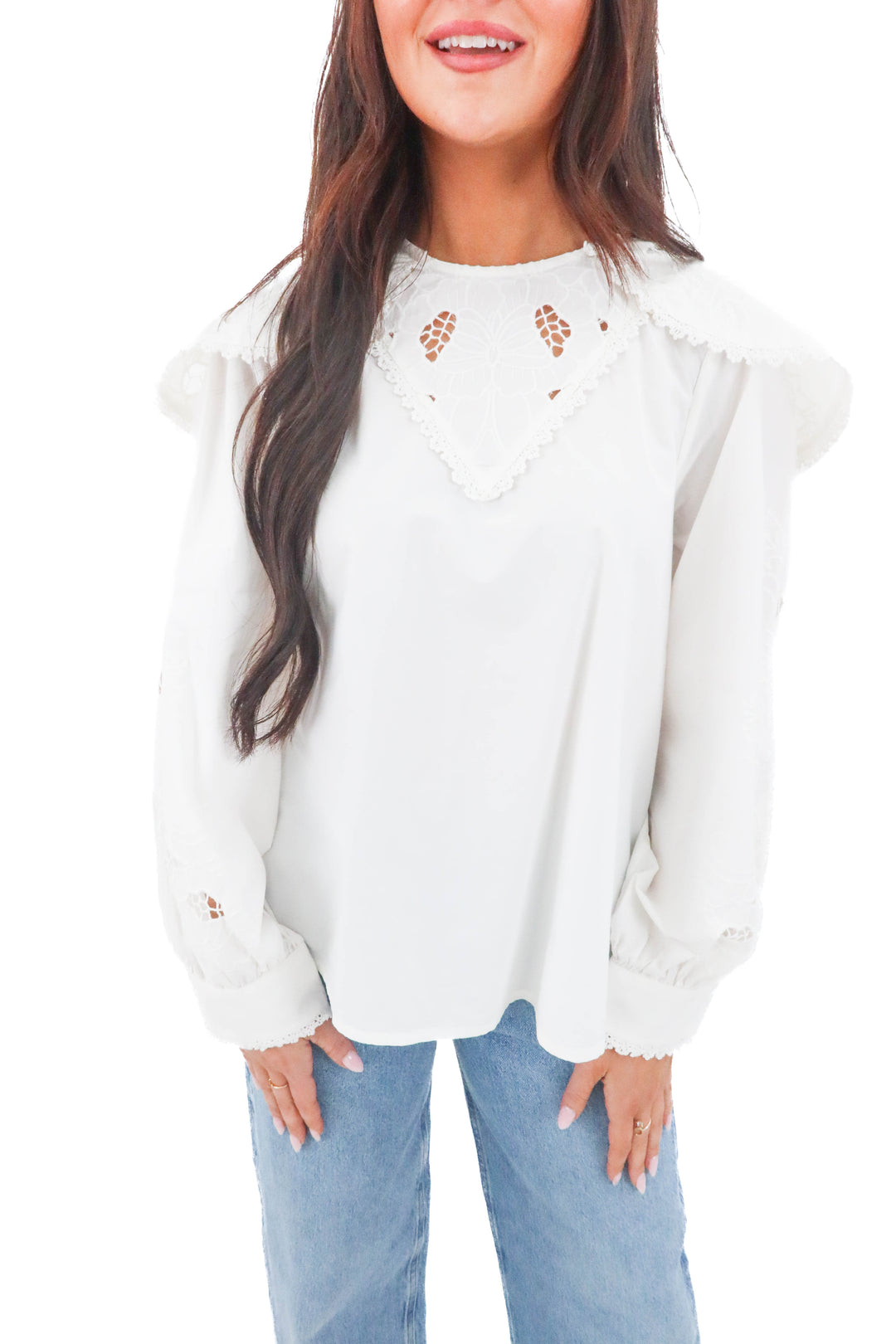 cleobella white collared top (m; retail $188)