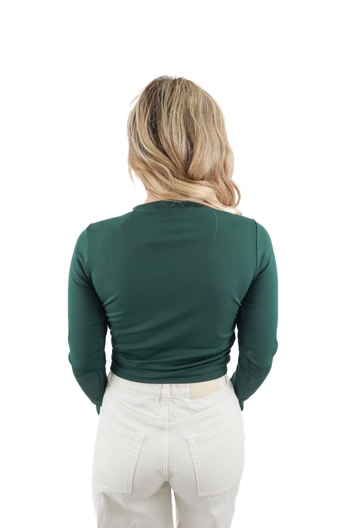 salt project evergreen sculpt cinched long sleeve active top NWT (M; retail $38)