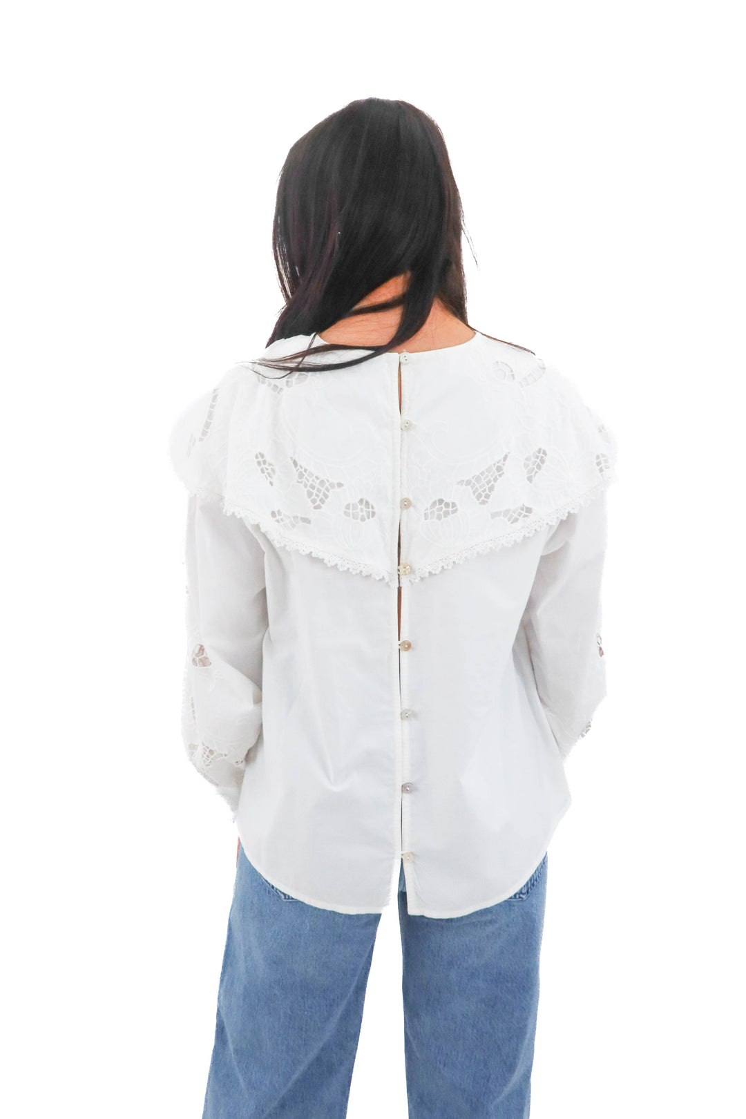 cleobella white collared top (m; retail $188)