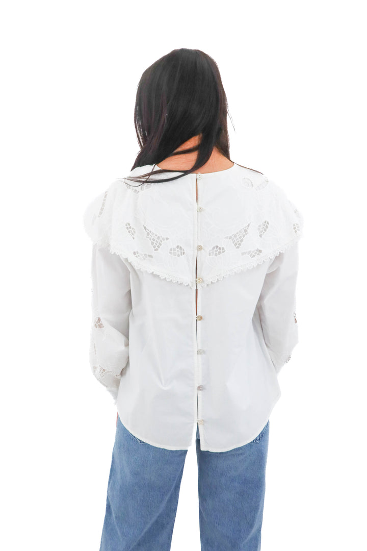 cleobella white collared top (m; retail $188)