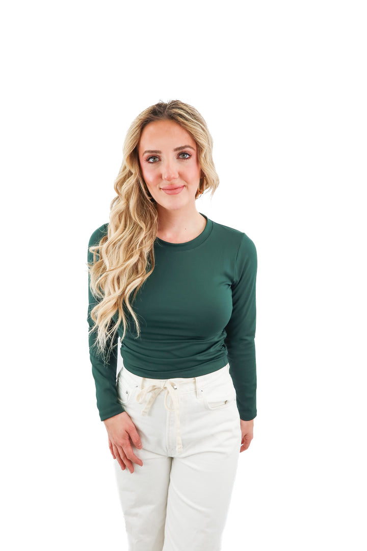 salt project evergreen sculpt cinched long sleeve active top NWT (M; retail $38)