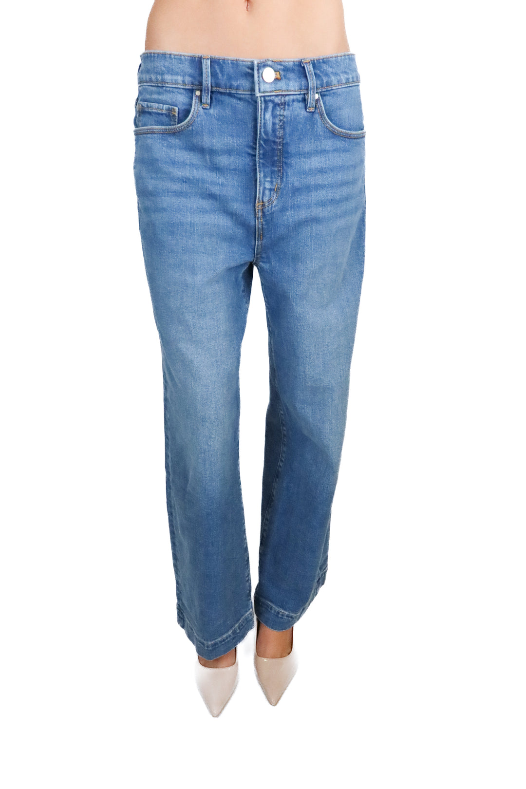 Ann Taylor Med Wash High Rise Wide Leg Crop Jeans (0; retail $119)