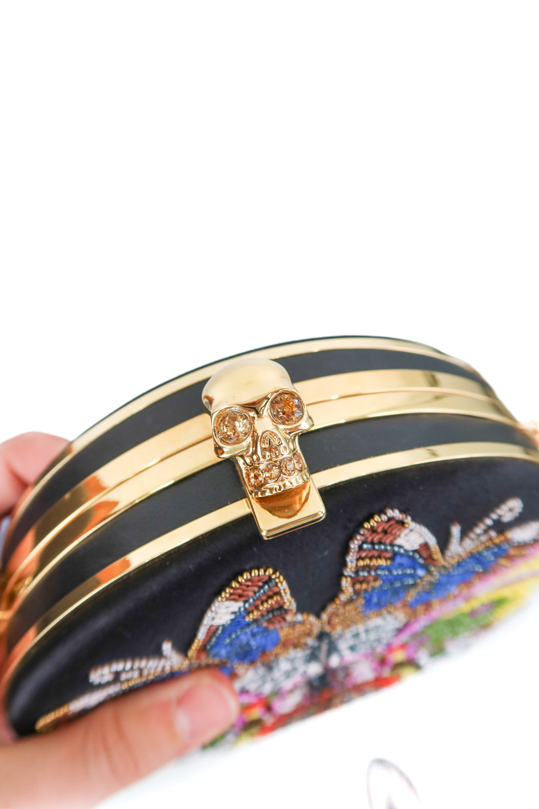 Alexander McQueen Skull Sequined Butterfly Circle Convertable Clutch (retail $3,708)