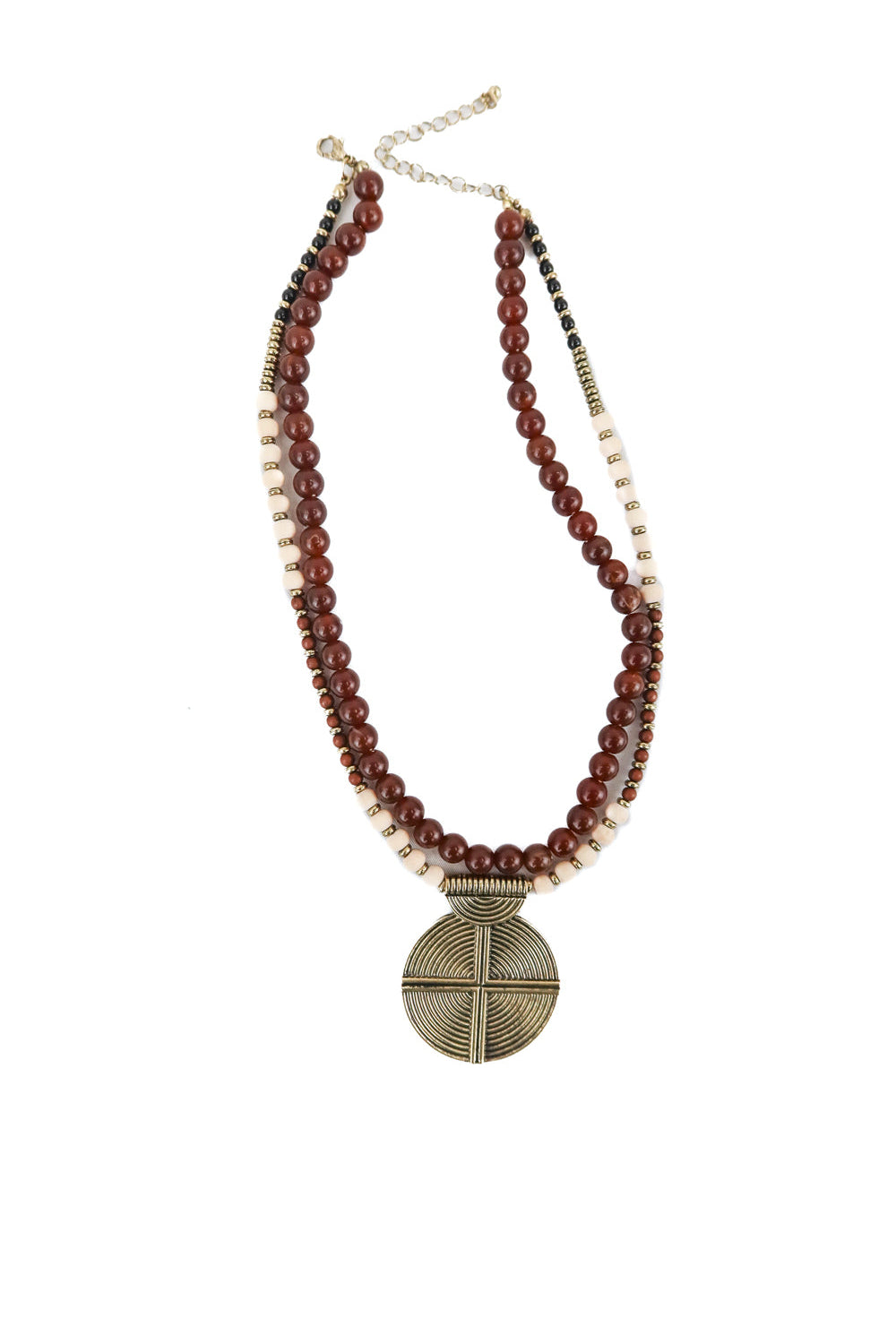 Brown and gold long necklace