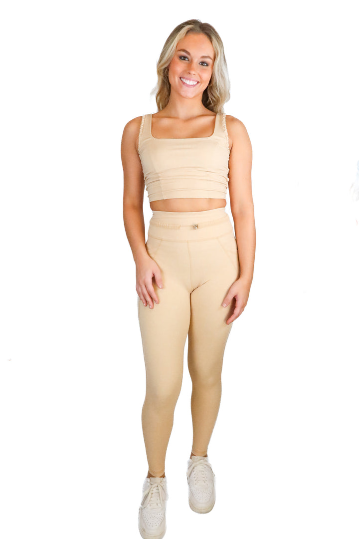 Travis Mathew Oatmeal Sports Bra & Legging Set (XS; retail approx. $225)