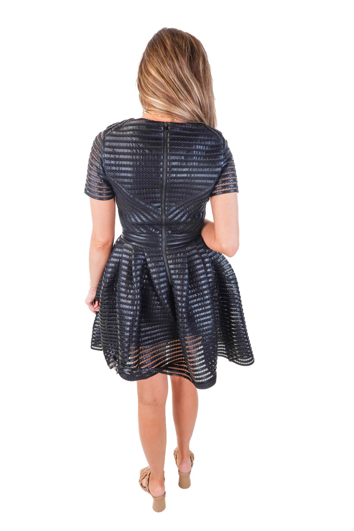 Maje black short sleeve ribbed dress (1)