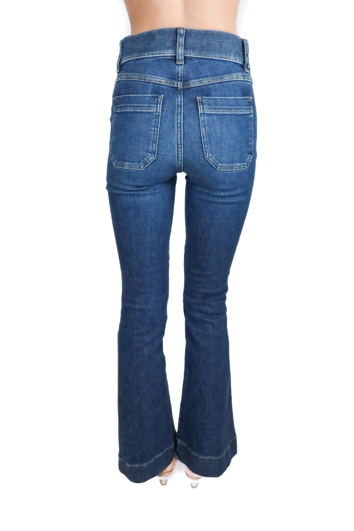 Spanx Medium Wash Flare Jeans (XS; retail $148)