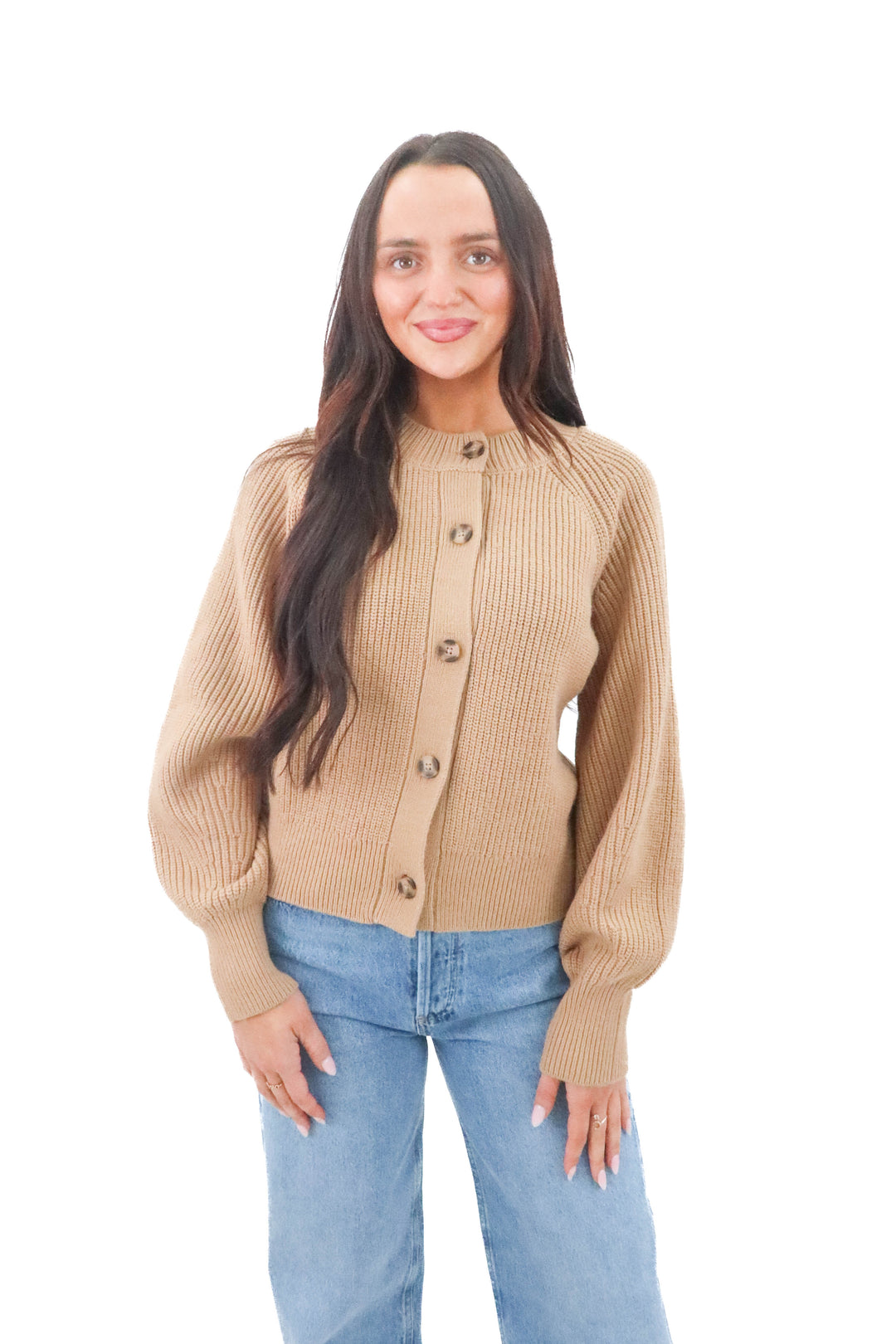 banana republic tan cardigan (s; retail $130)