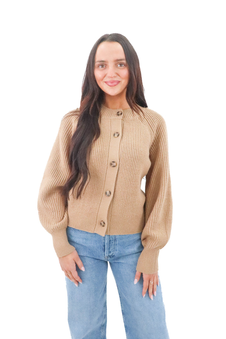 banana republic tan cardigan (s; retail $130)