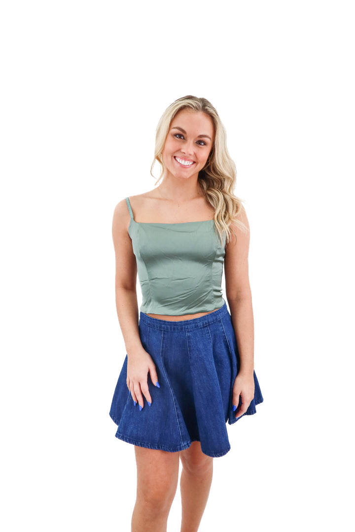 Wilfred green satin tank (s; retail $88)