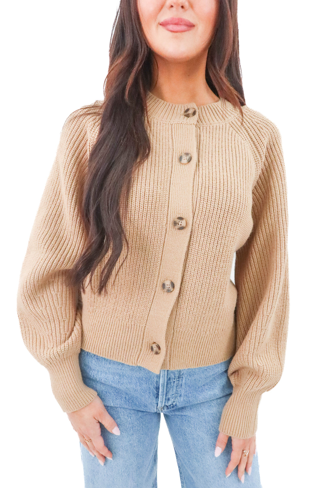 banana republic tan cardigan (s; retail $130)