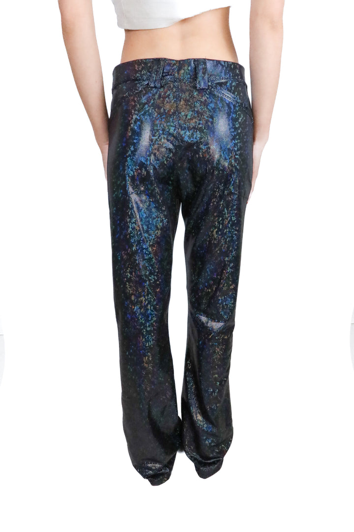 funstigators holographic wide leg pants (m; retail $111)*