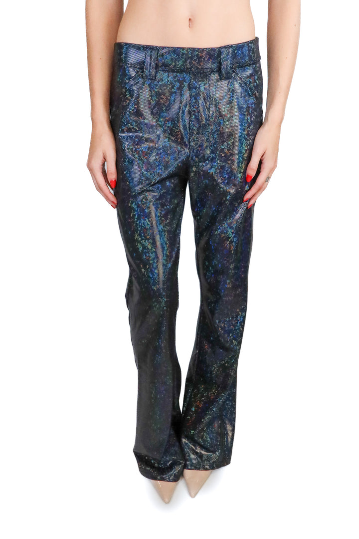 funstigators holographic wide leg pants (m; retail $111)*