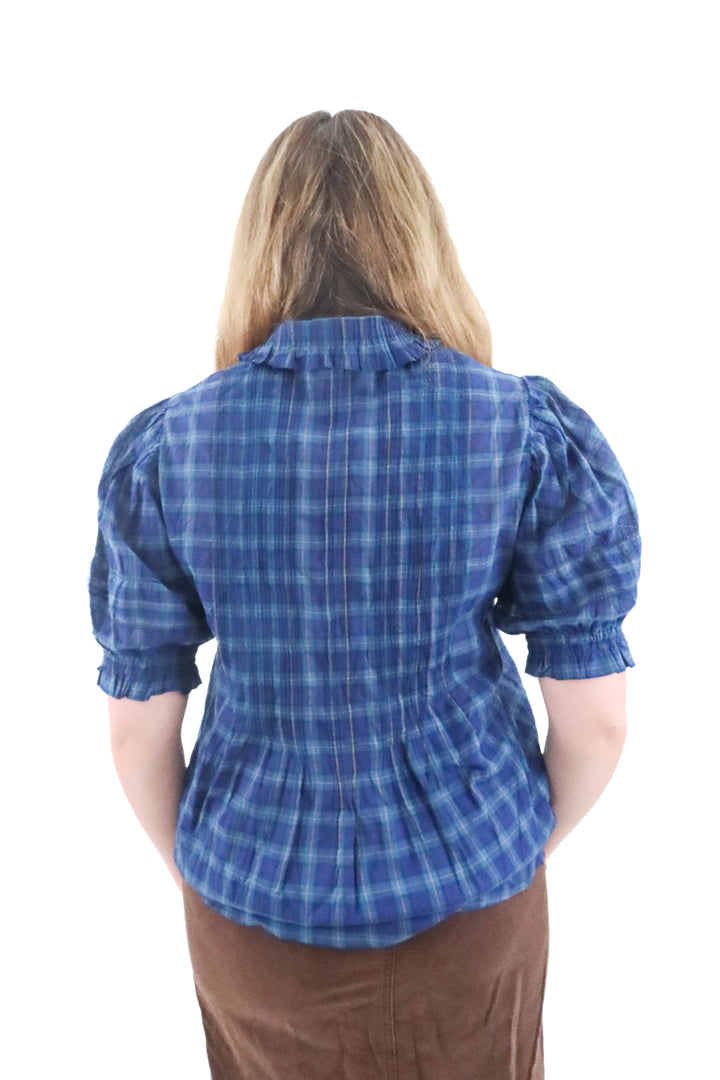 birds of paradis plaid top (l)