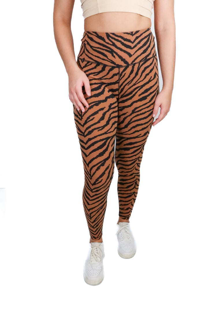 Varley black/brown tiger striped leggings (XS; retail $108)