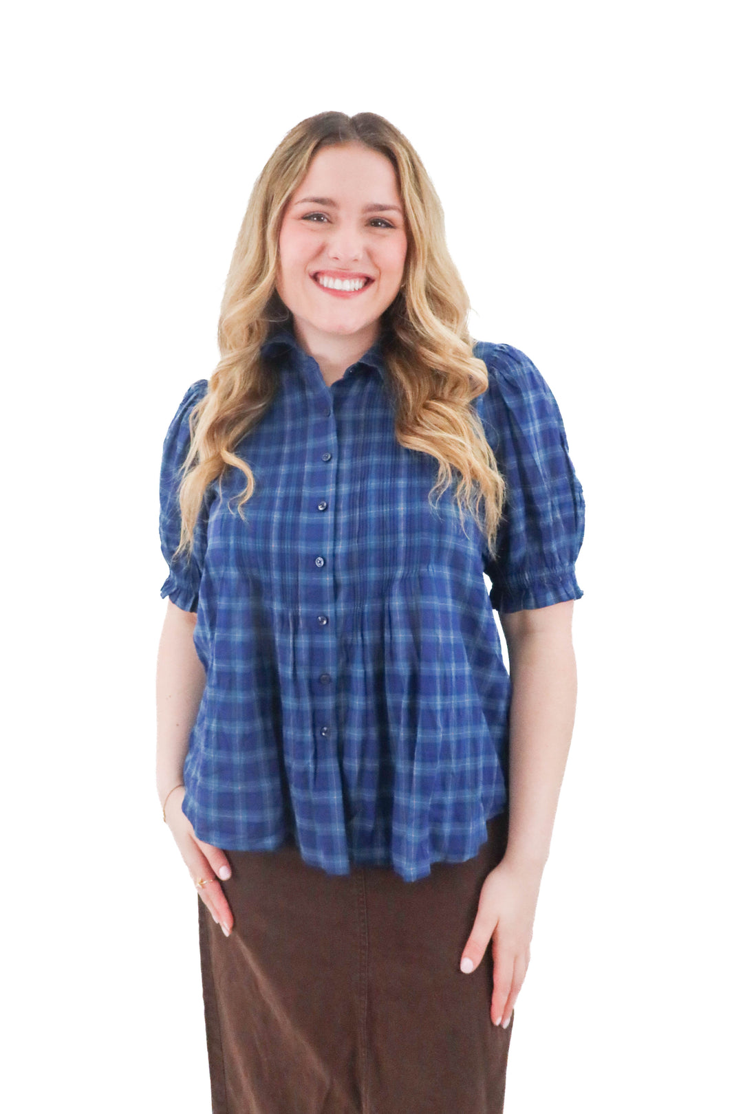 birds of paradis plaid top (l)