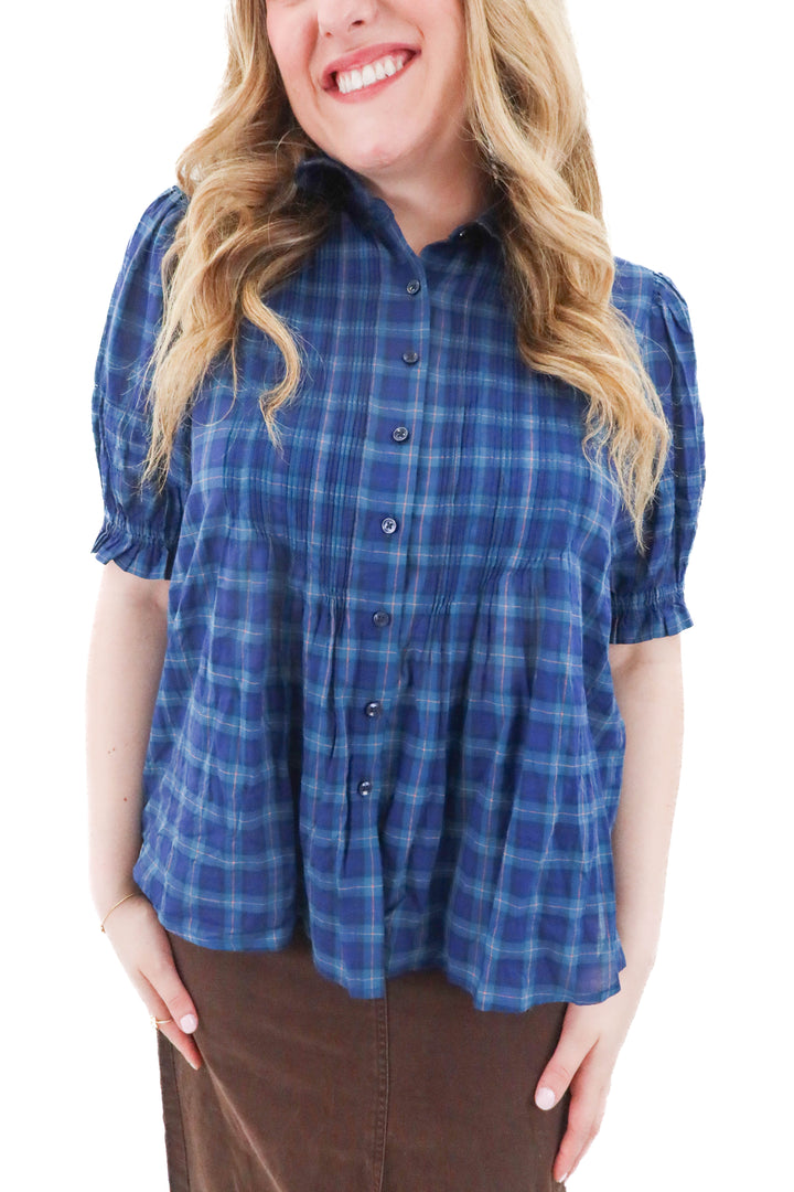 birds of paradis plaid top (l)